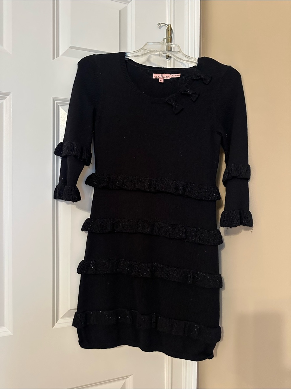 Juicy Couture Black Ruffle Knit Dress for Girls